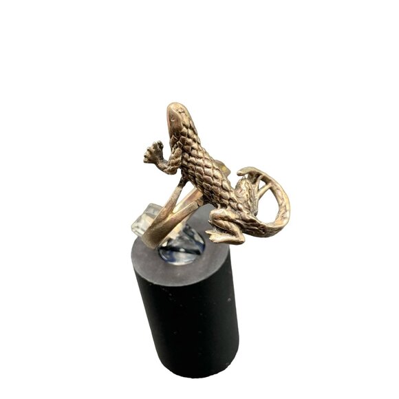 Iguana Ring Lizard Ring Sterling Silver Ring Size 7.5 Animal Figural Dimensional - Picture 1 of 6